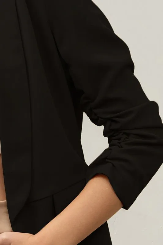 Ruched Sleeve Blazer