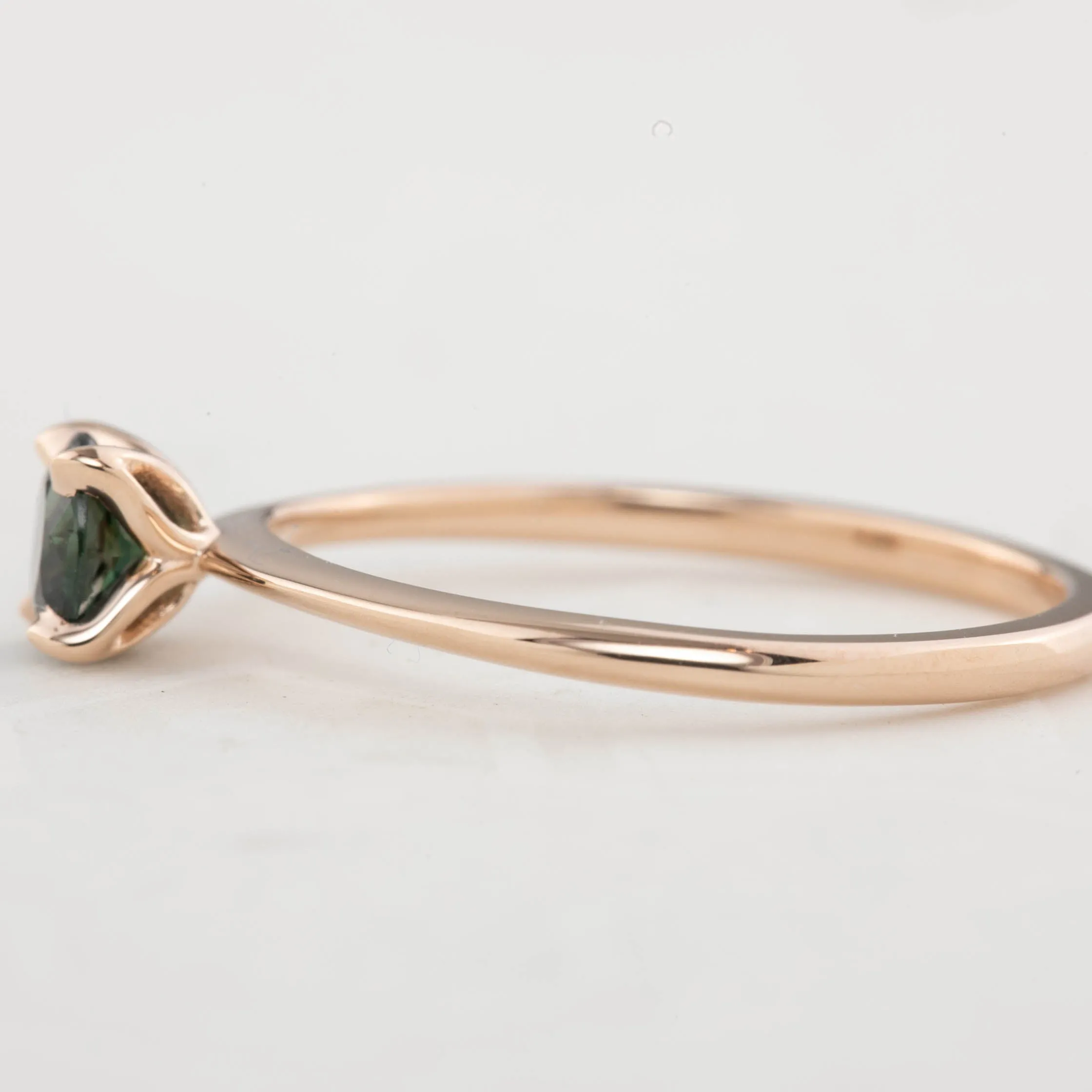 Sara Ring - 4.8mm 0.55ct Blue Green Queensland Sapphire, 14k Rose Gold