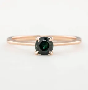 Sara Ring - 4.8mm 0.55ct Blue Green Queensland Sapphire, 14k Rose Gold