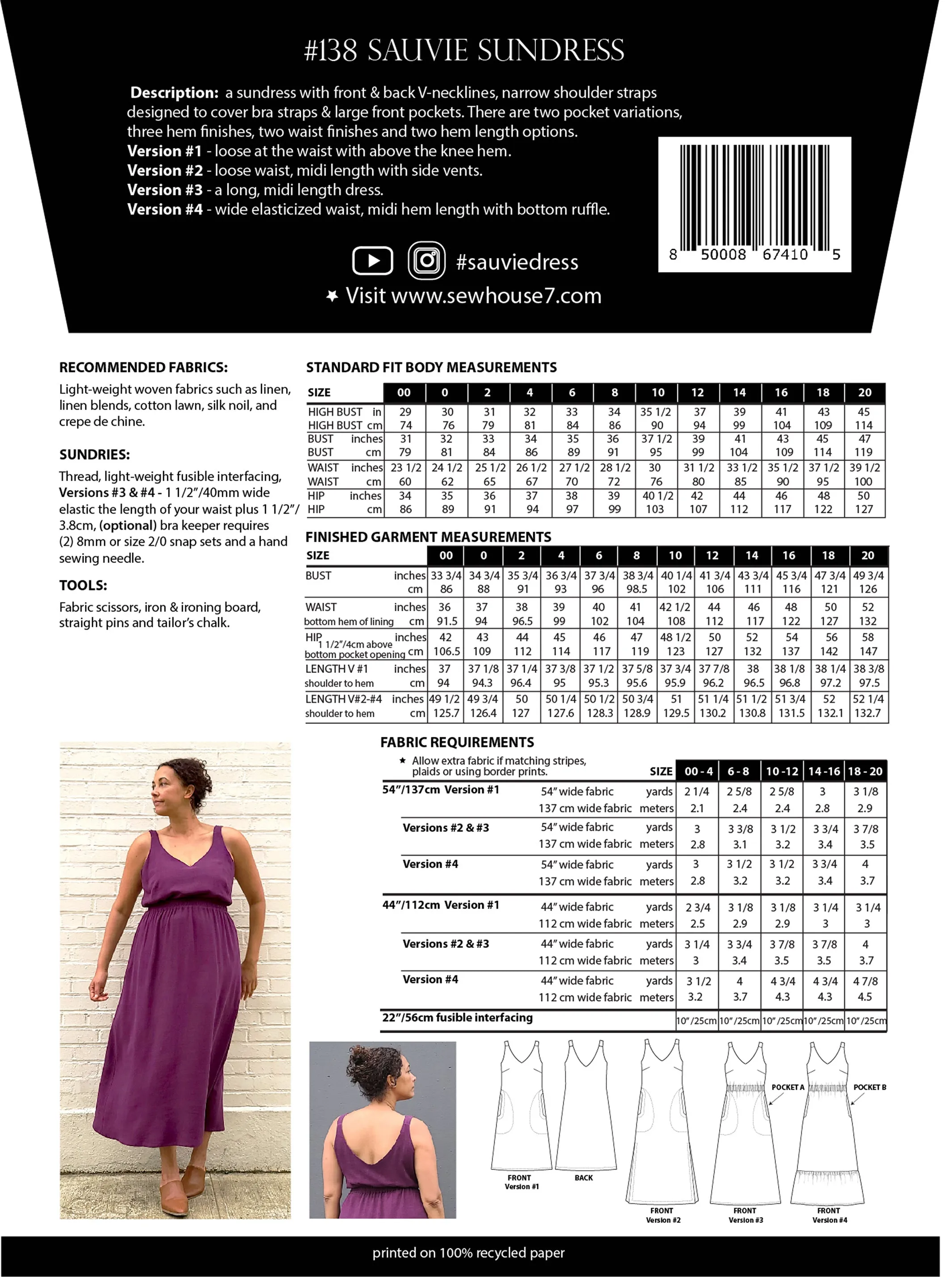 Sauvie Sundress Sewing Pattern | Sizes 00-20 by Sew House Seven