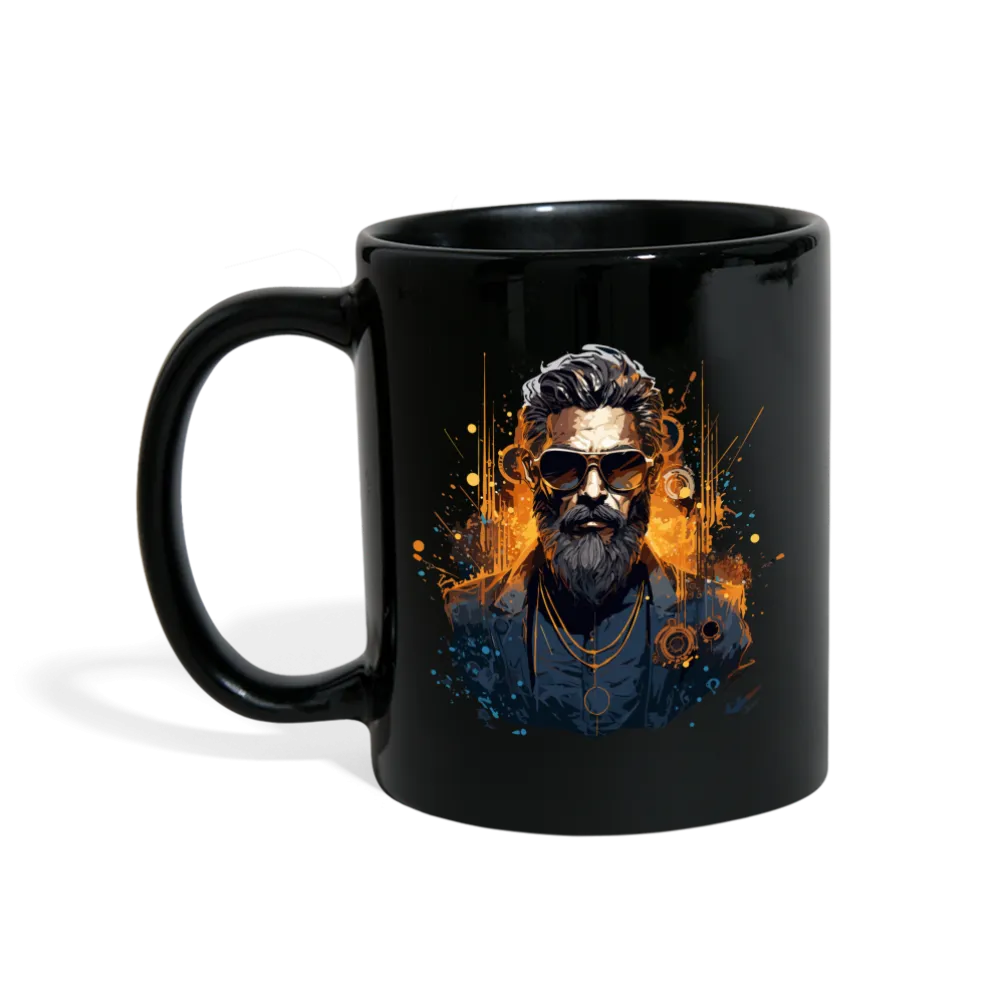 Schwarze Tasse mit Gentleman Motiv "Serious Beard"