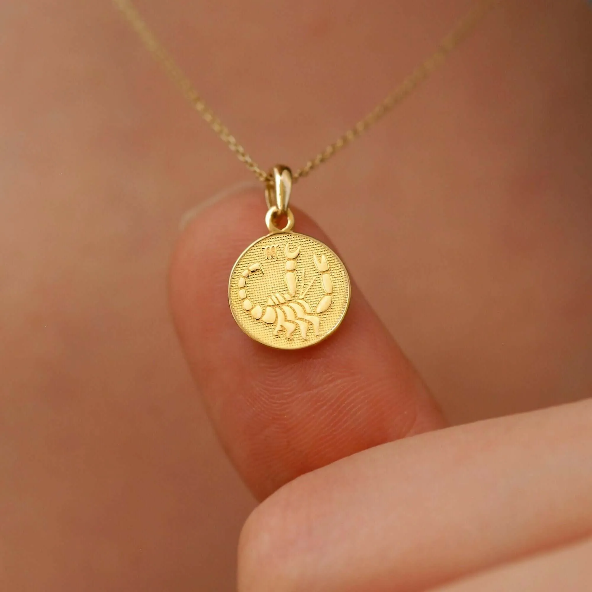 Scorpio Zodiac Necklace | 14K Solid Gold