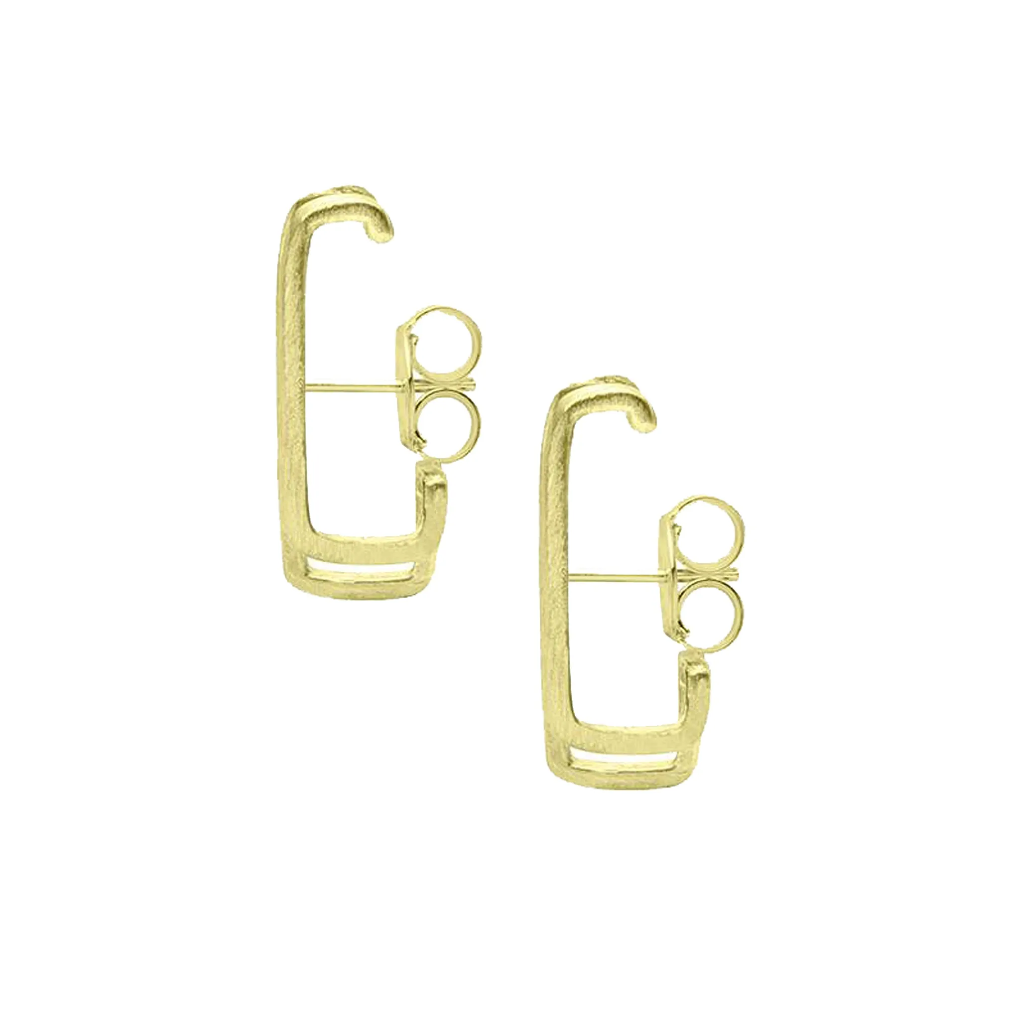 Sheila Fajl Diana Double Hug Ear Cuff Stud Earrings in Brushed Gold Plated