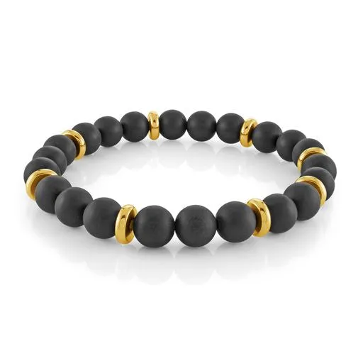 Silas Black Onyx with Stainless Steel Beaded Bracelet