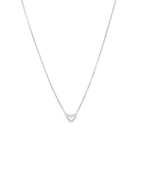 Solid Gold Diamond Heart Necklace - White Gold