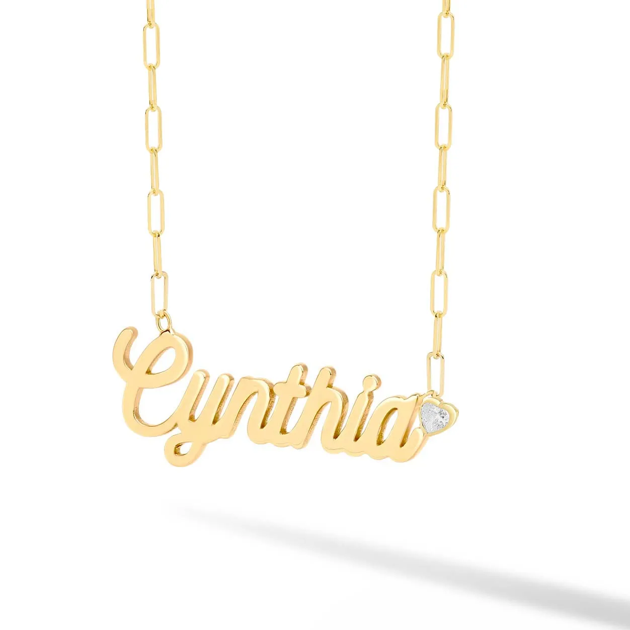 Solid Name   Fancy Shape Paperclip Necklace