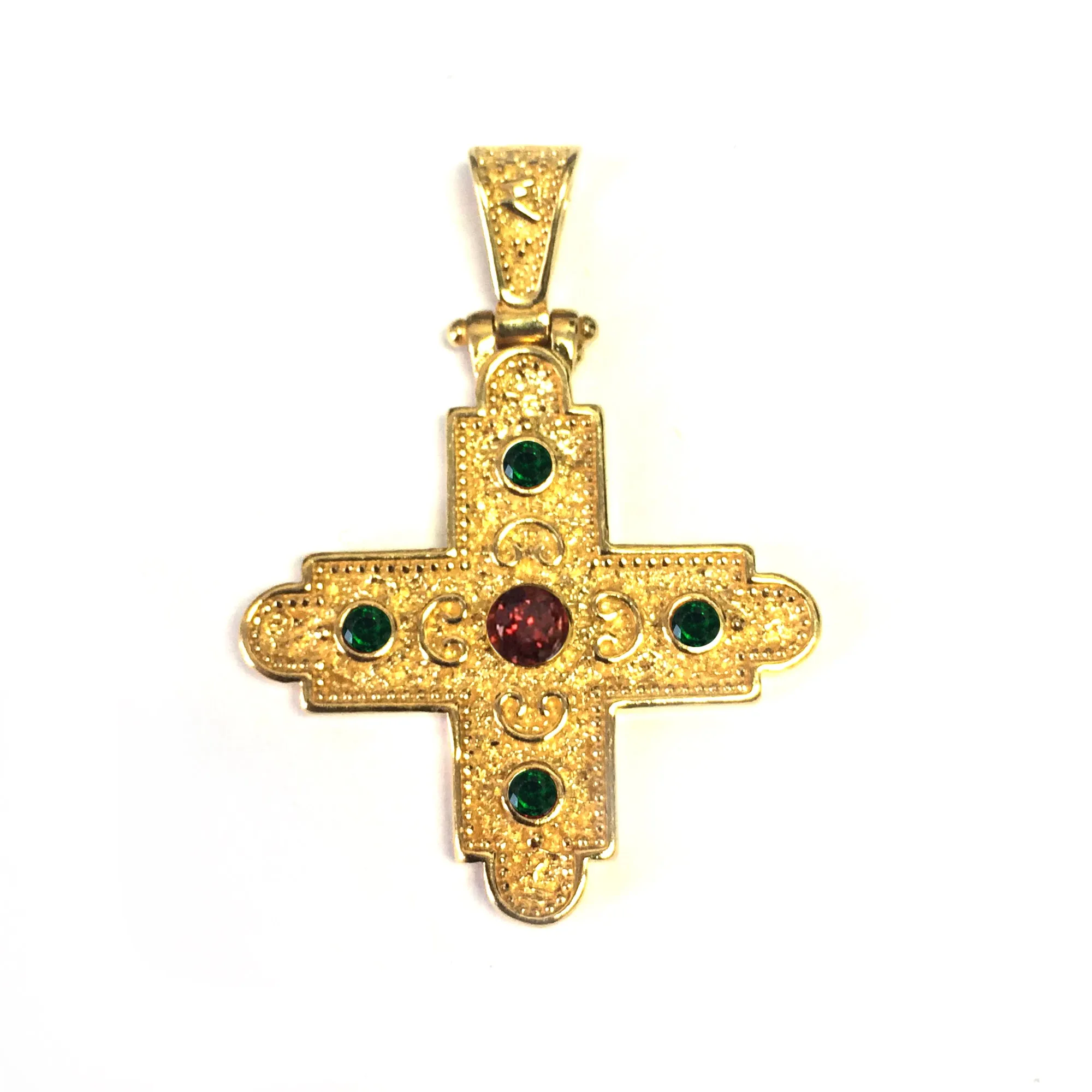 Sterling Silver 18 Karat Gold Overlay Byzantine Style Cross Pendant