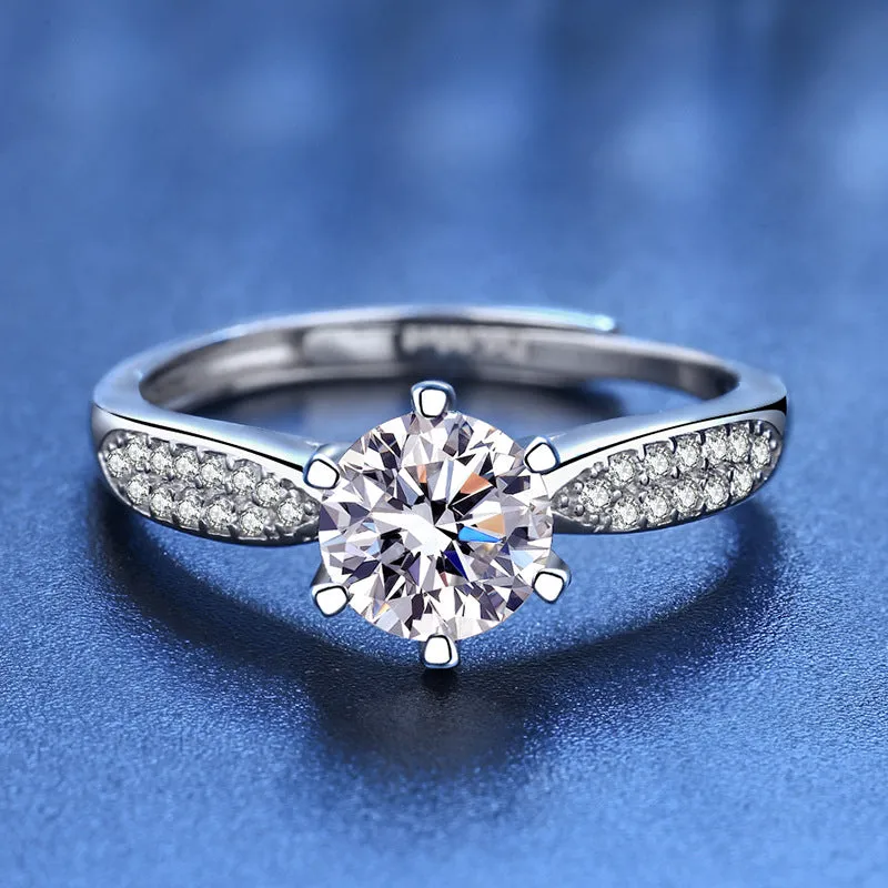 Sterling Silver Fashion Moissan Diamond Ring