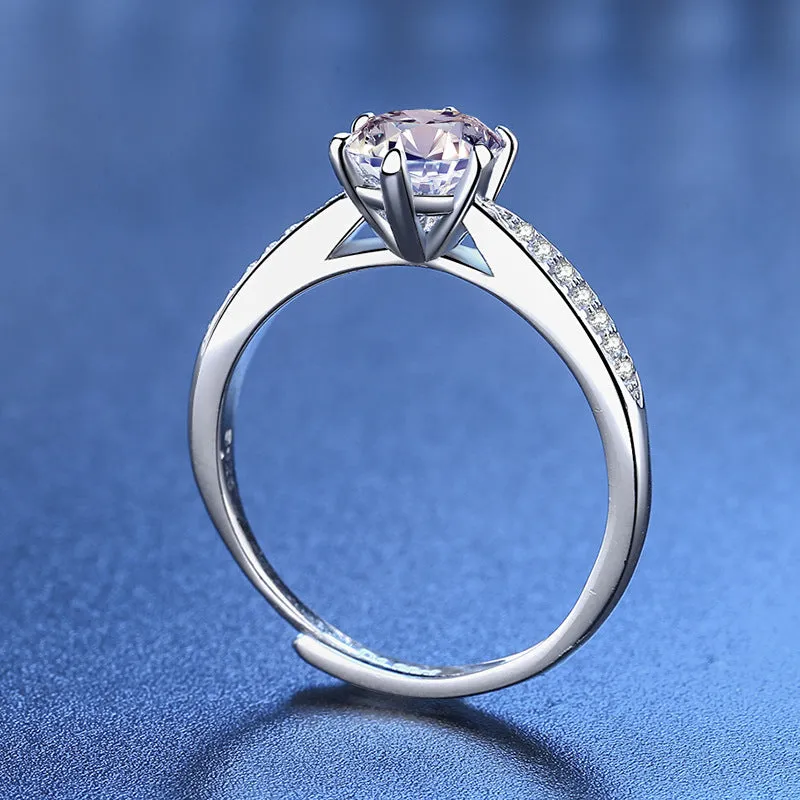 Sterling Silver Fashion Moissan Diamond Ring