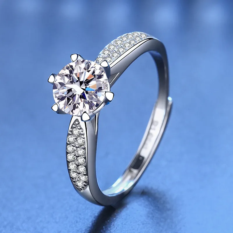 Sterling Silver Fashion Moissan Diamond Ring