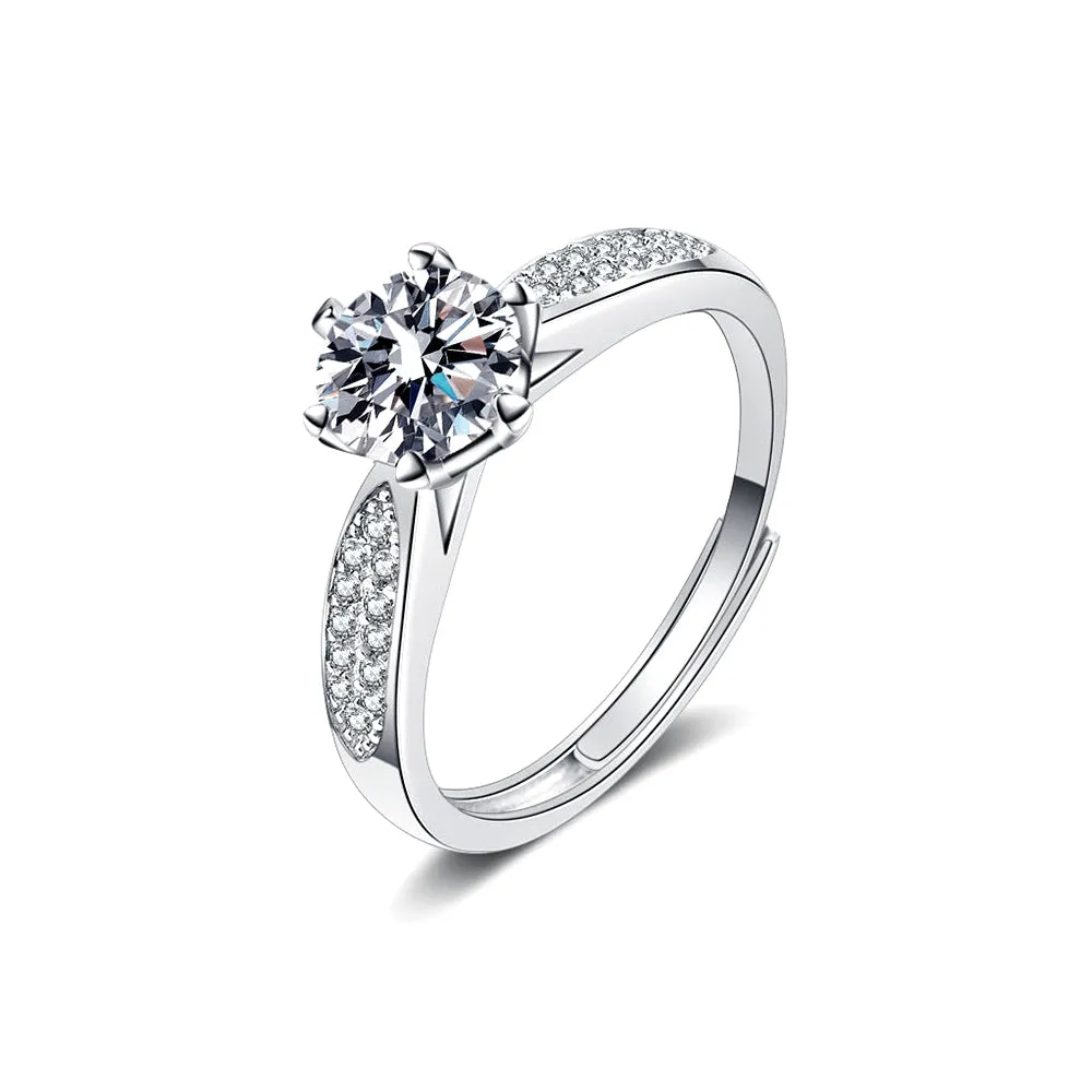 Sterling Silver Fashion Moissan Diamond Ring