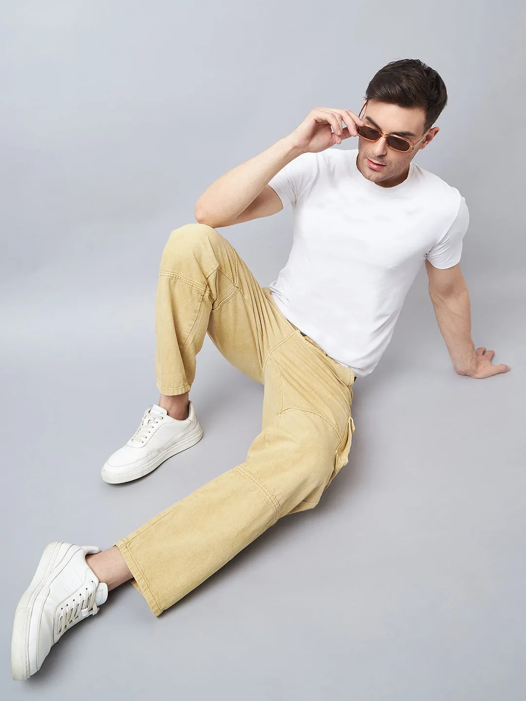 Style Quotient Men Khaki Relaxed Fit Mid Rise Cargos