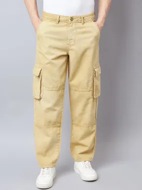 Style Quotient Men Khaki Relaxed Fit Mid Rise Cargos