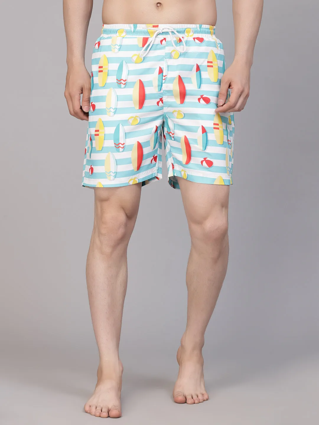 Style Quotient Men Multi Color Surf Boat Printed Polyester Swim Short