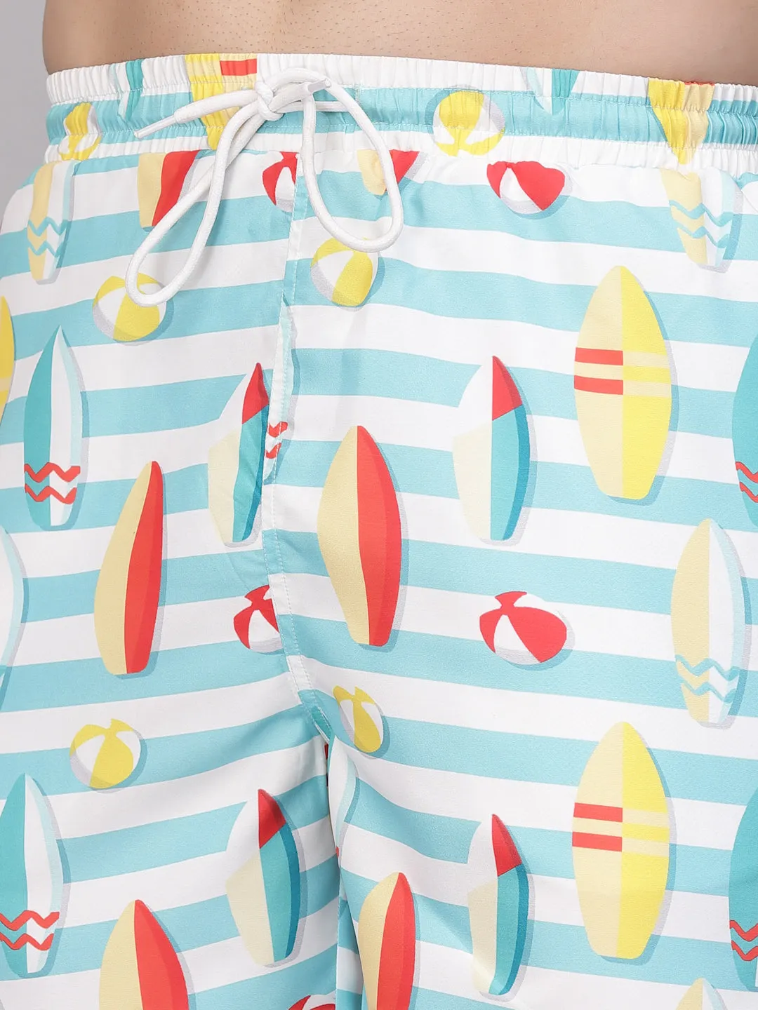 Style Quotient Men Multi Color Surf Boat Printed Polyester Swim Short