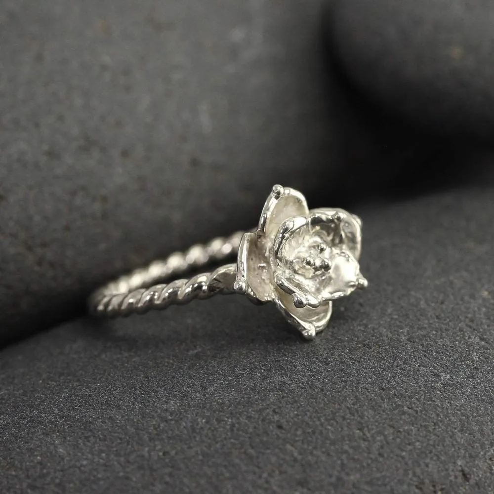 Succulent Flower Ring II in Silver