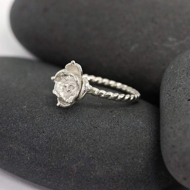 Succulent Flower Ring II in Silver