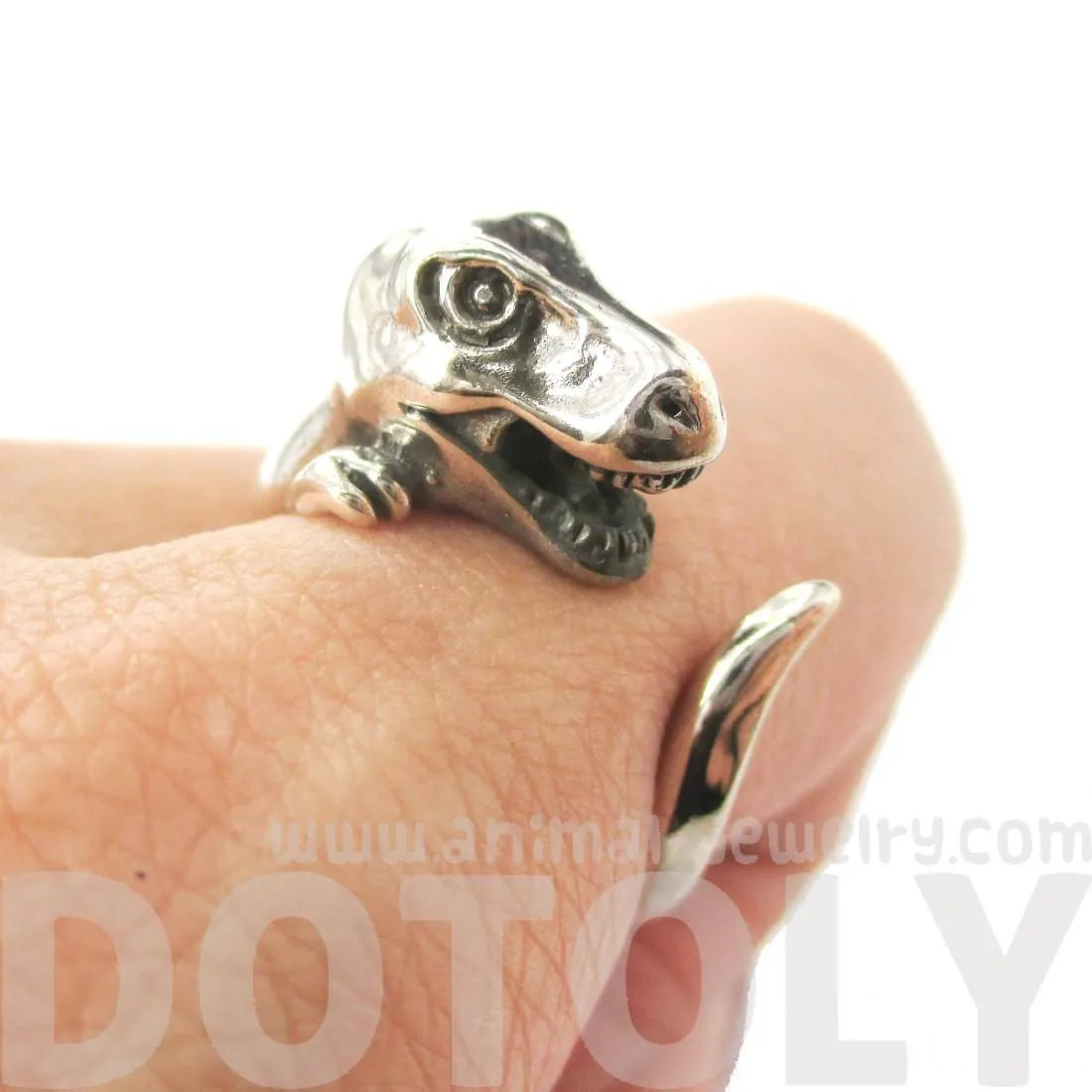 T Rex Dinosaur Shaped Animal Wrap Ring in 925 Sterling Silver | US Sizes 3 to 8