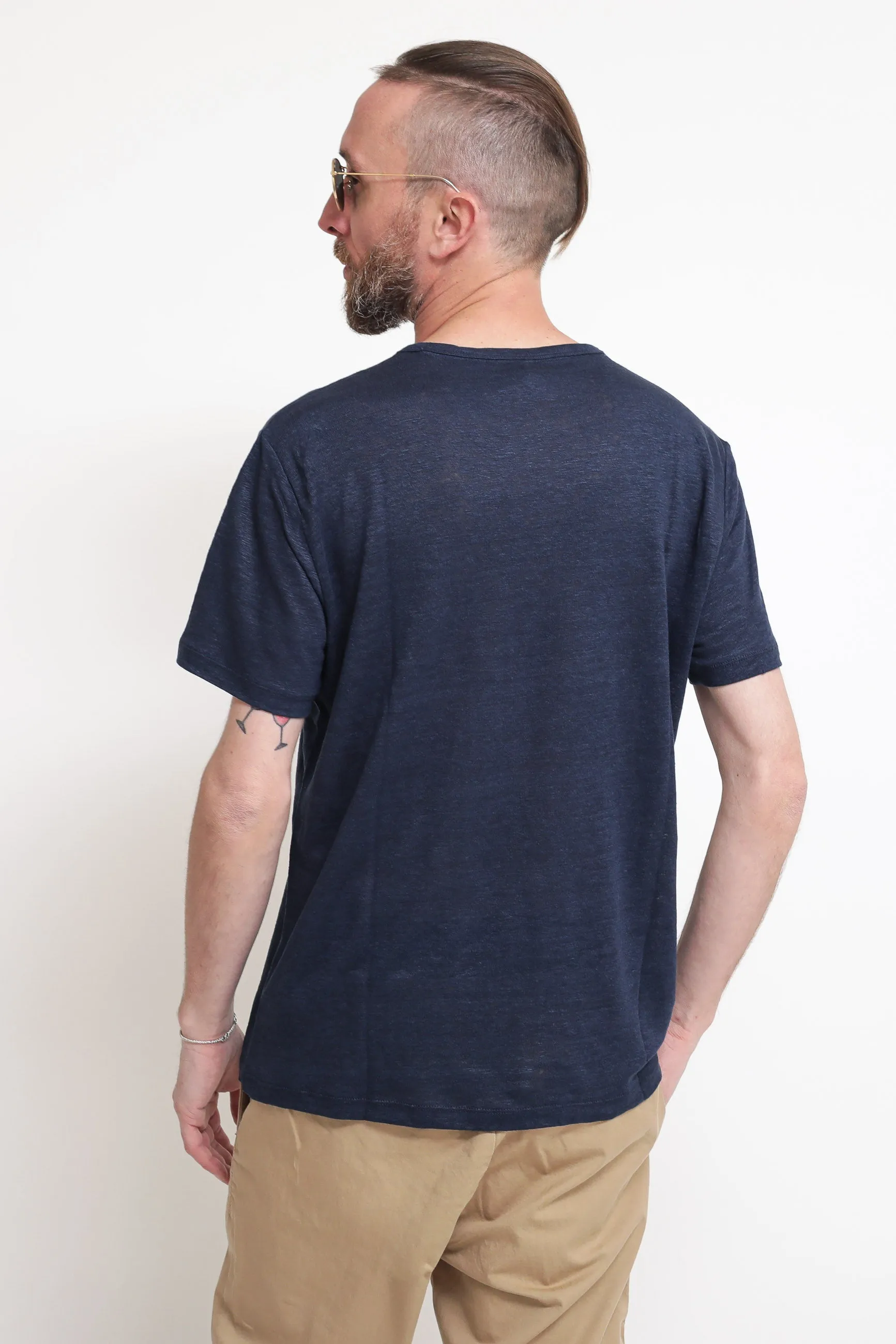 T-Shirt Linen Solid - Navy Blue