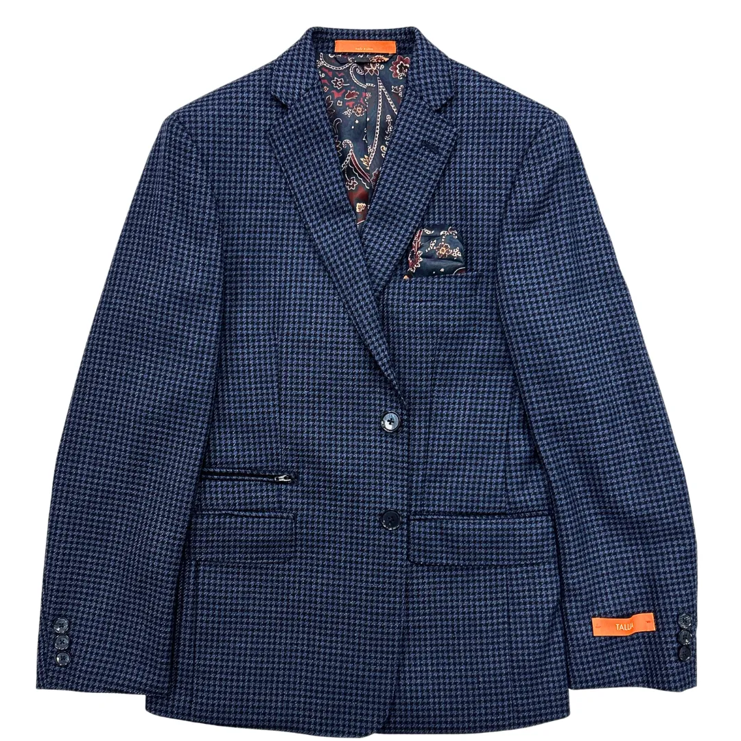 Tallia Boys Navy/Black Houndstooth Sports Jacket_ SZ0041