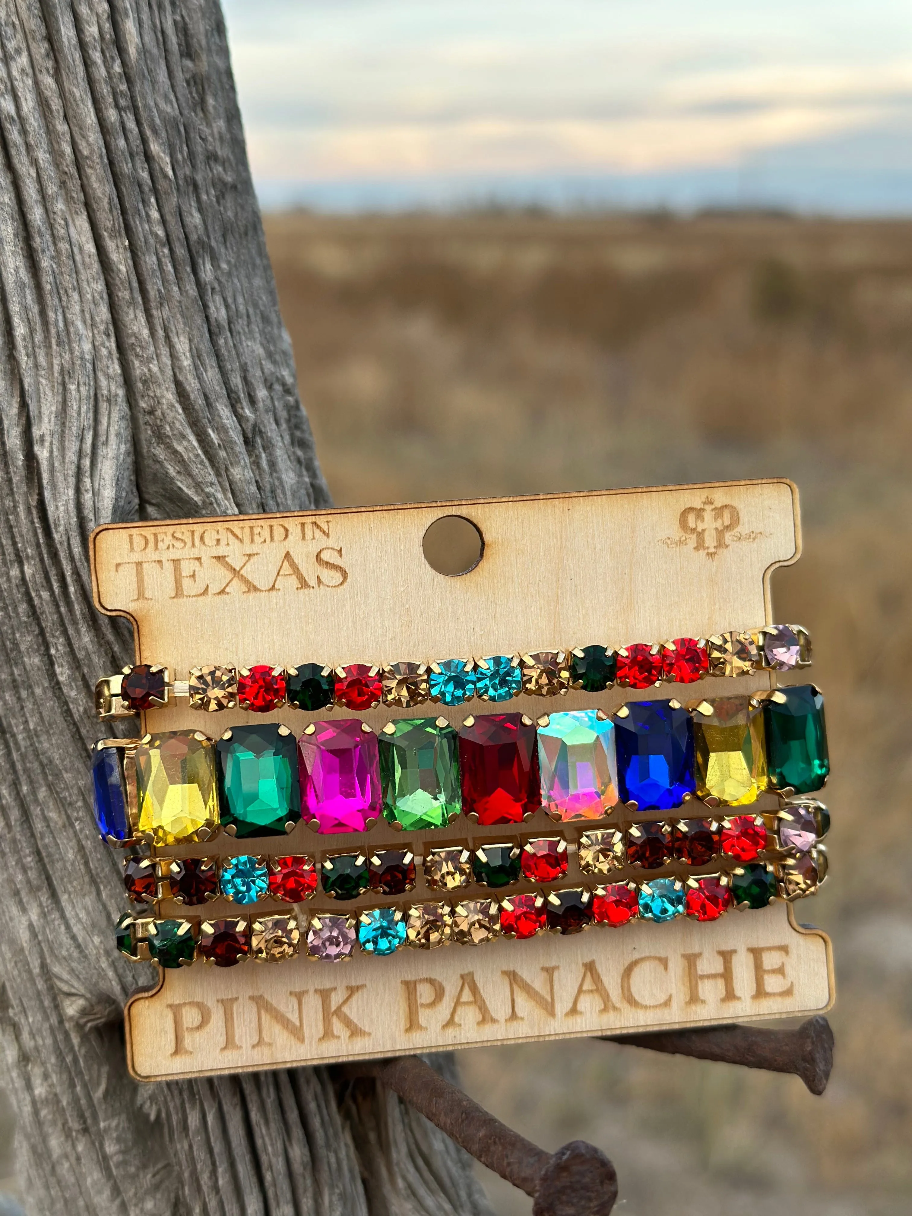 The Pink Panache Gold Sparkly Crystal Stack Bracelet Set