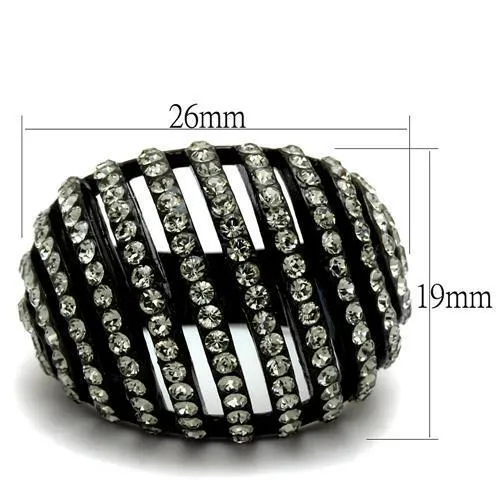 TK2345 IP Black(Ion Plating) Stainless Steel Ring with Top Grade Crystal in Black Diamond