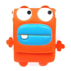 Toothy Monster Small Cross Body Shoulder Bag Purse in Orange