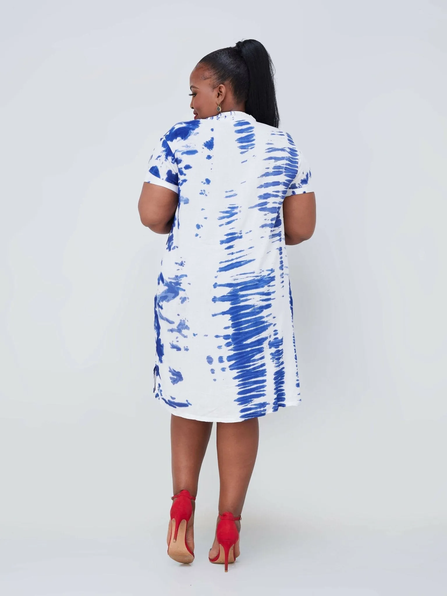 Vazi Afriq Tie & Dye Shirt Dress - Blue / White