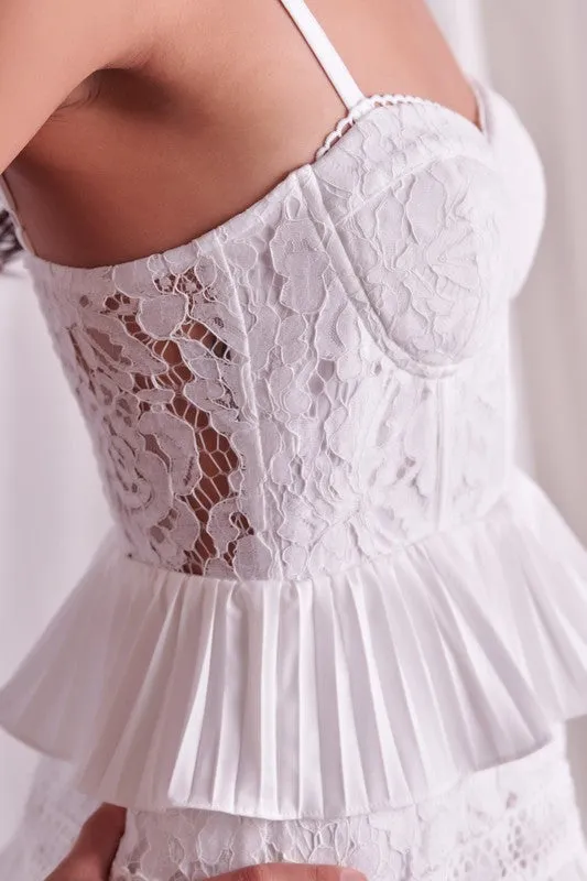 Victoria Tiered Lace Dress (White)