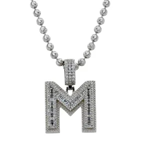 White silver 925 necklace M pendant