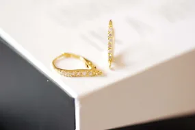 Wholesale 1 pair Vermeil Gold Pave Cubic Zirconia Leverback Earrings - Vermeil Gold Leverback earrings with open bail Earring Component