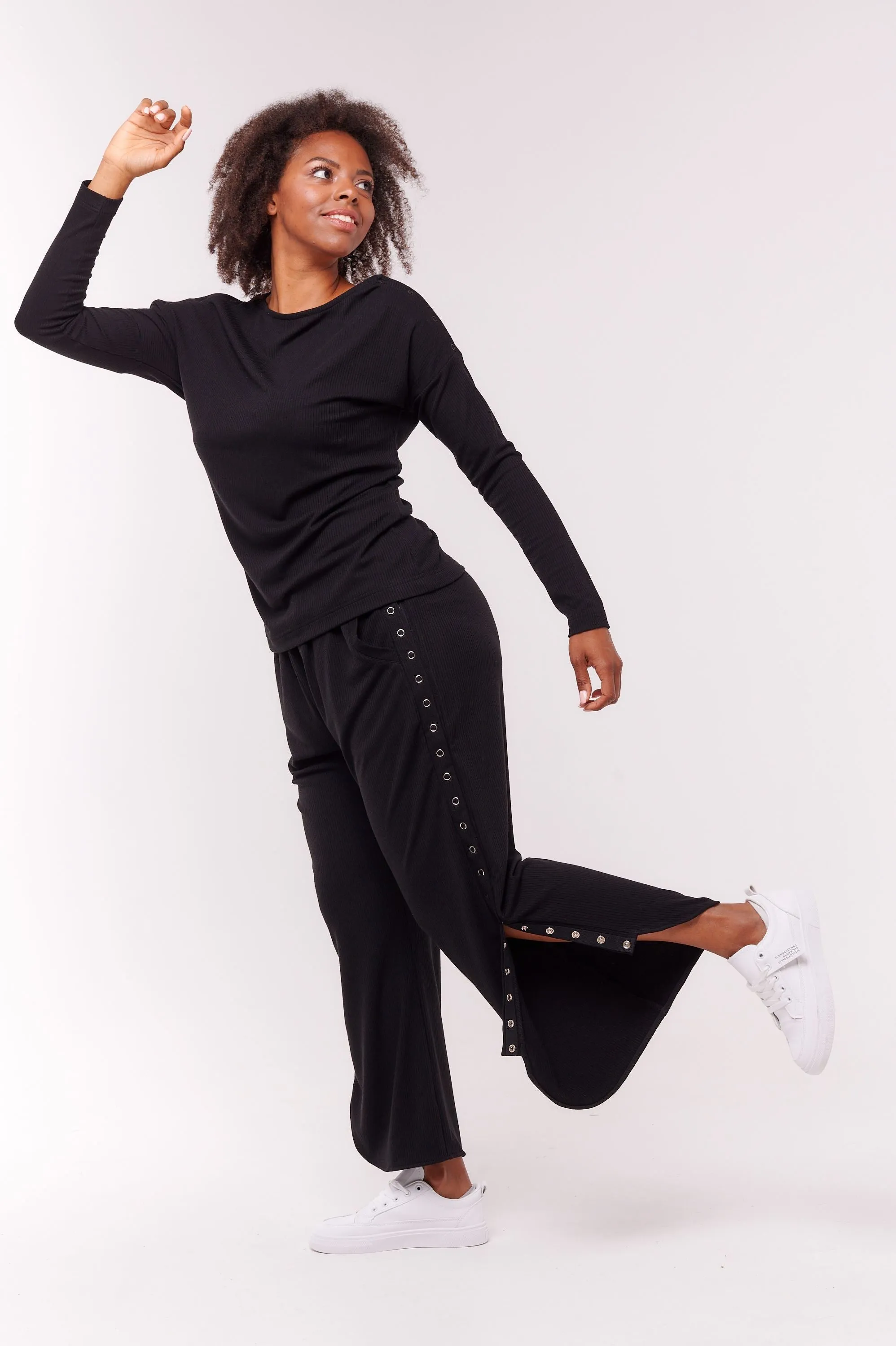 Women's Long Sleeve Top with Side Snap Closures